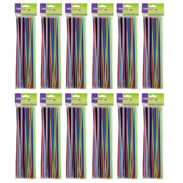 DIXON TICONDEROGA CO Creativity Street® Regular Stems, Assorted Colors, 12" x 4 mm, 100 Pieces Per Pack, 12 Packs
