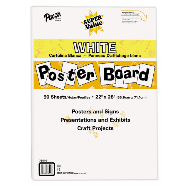 DIXON TICONDEROGA CO Pacon® Super Value Poster Board, White, 22" x 28", 50 Sheets
