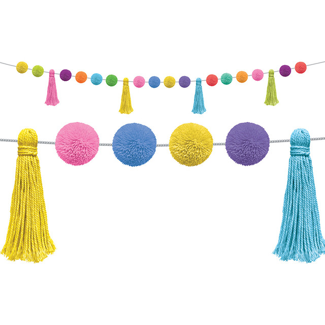 TEACHER CREATED RESOURCES Teacher Created Resources® Colorful Pom-Poms and Tassels Garland