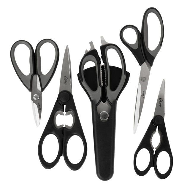 GIBSON OVERSEAS INC. 995115171M Oster Huxford 6-Piece Kitchen Scissors Set, Black