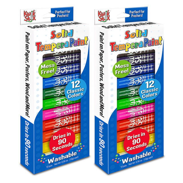 THE PENCIL GRIP Kwik Stix™ Solid Tempera Paint Sticks, Classic Colors, 12 Per Pack, 2 Packs