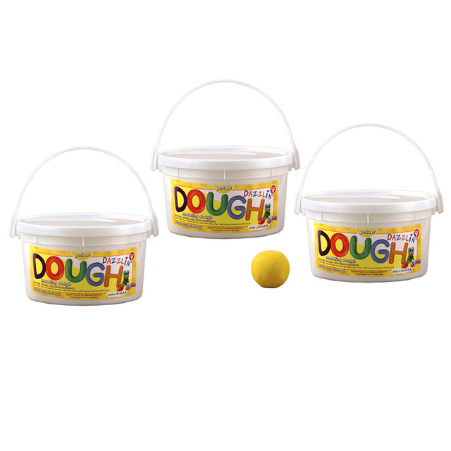 HYGLOSS PRODUCTS INC. Hygloss® Dazzlin' Dough, Yellow, 3 lb. Tub, Pack of 3