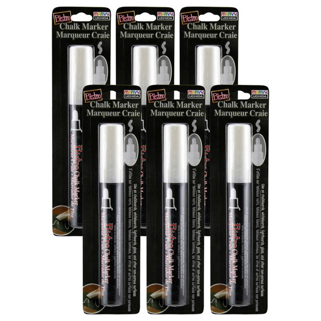 UCHIDA OF AMERICA, CORP Marvy Uchida® Bistro White Chalk Marker, Broad Tip, Pack of 6