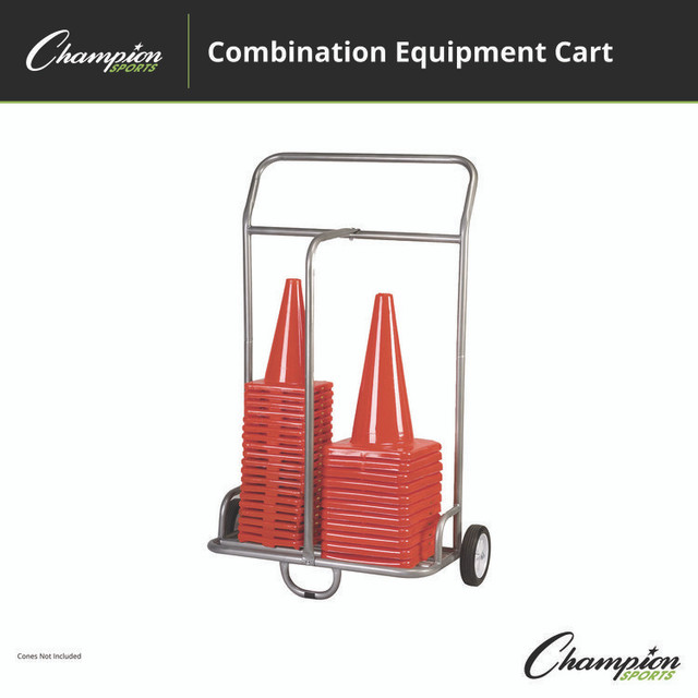 CHAMPION SPORT Sports CSCART Combination Equipment Cart, Metal, 132 lb Capacity, 16 x 32 x 48, Silver