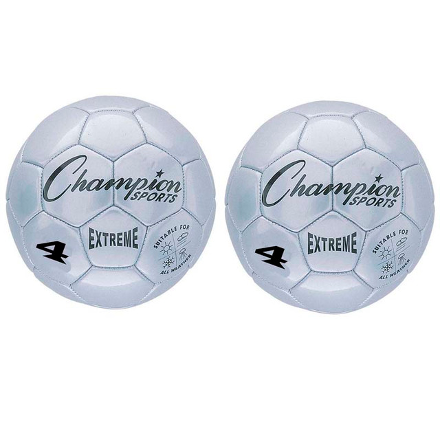 CHAMPION SPORTS Champion Sports Extreme Soccer Ball, Size 4, Silver, Pack of 2