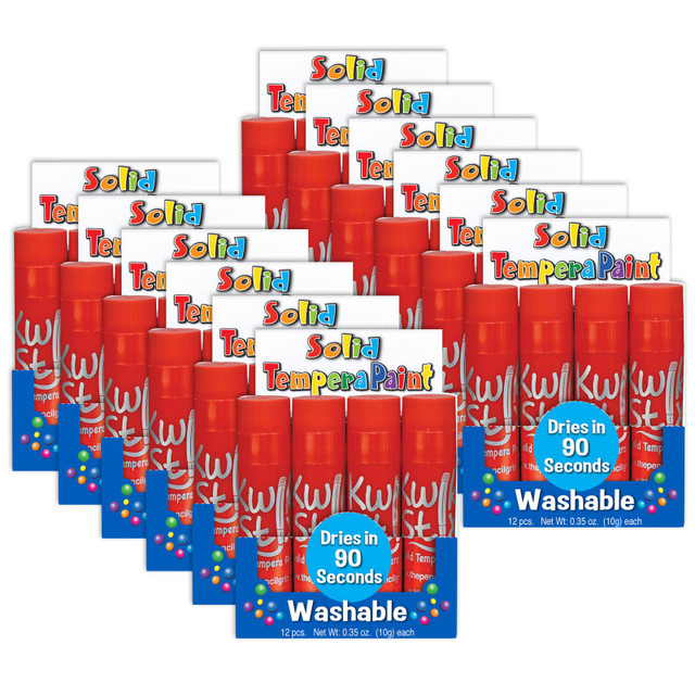 THE PENCIL GRIP Kwik Stix™ Solid Tempera Paint Sticks, Single Color Pack, Red, 12 Per Box, 12 Boxes