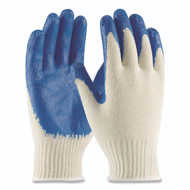 PROTECTIVE INDUSTRIAL PRODUCTS INC PIP 39C122XL Seamless Knit Cotton/Polyester Gloves, EN388: 2011, X-Large, Natural/Blue, 12 Pairs
