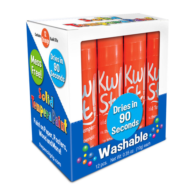 THE PENCIL GRIP Kwik Stix™ Solid Tempera Paint Sticks, Single Color Pack, Orange, Pack of 12