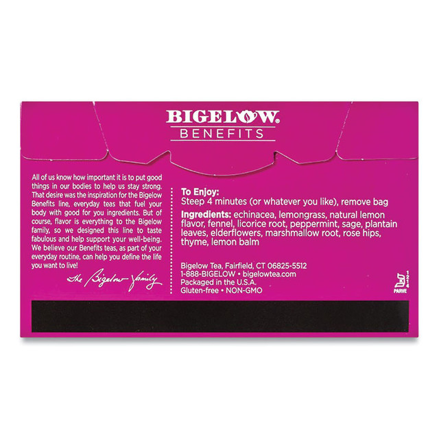 KEURIG DR PEPPER Bigelow® 1025 Benefits Lemon and Echinacea Herbal Tea Bags, 0.6 oz Tea Bag, 18/Box
