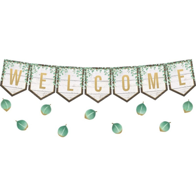 TEACHER CREATED RESOURCES Teacher Created Resources® Eucalyptus Pennants Welcome Bulletin Board Set TEACHER CREATED RESOURCES Teacher Created Resources® Eucalyptus Pennants Welcome Bulletin Board Set