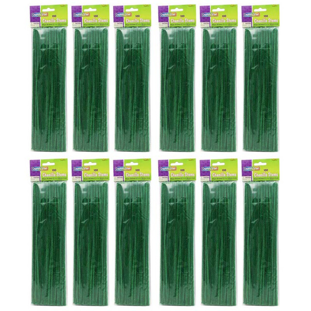 DIXON TICONDEROGA CO Creativity Street® Regular Stems, Dark Green, 12" x 4 mm, 100 Per Pack, 12 Packs