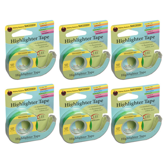 LEE PRODUCTS COMPANY Lee Products Removable Highlighter Tape, Green, Pack of 6