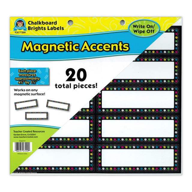 TEACHER CREATED RESOURCES Teacher Created Resources® Chalkboard Brights Labels Magnetic Accents, Pack of 20