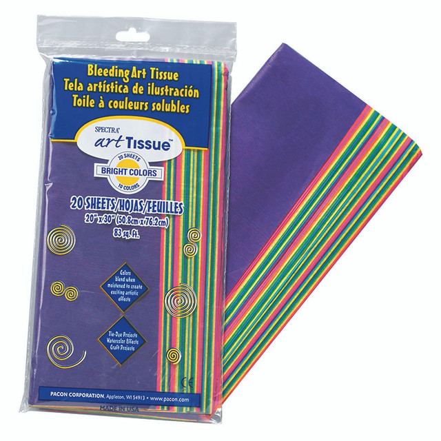 DIXON TICONDEROGA CO Spectra® Deluxe Bleeding Art Tissue, 10 Color Bright Assortment, 20" x 30", 20 Sheets