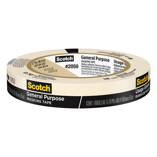 3M COMPANY Scotch® General Purpose Masking Tape, 0.70 in x 60.1 yd (18mm x 55m), 1 Roll