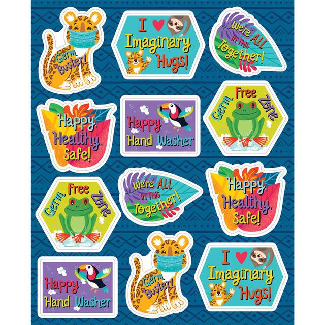 CARSON DELLOSA EDUCATION Carson Dellosa Education One World Germ Busters Shape Stickers, Pack of 72