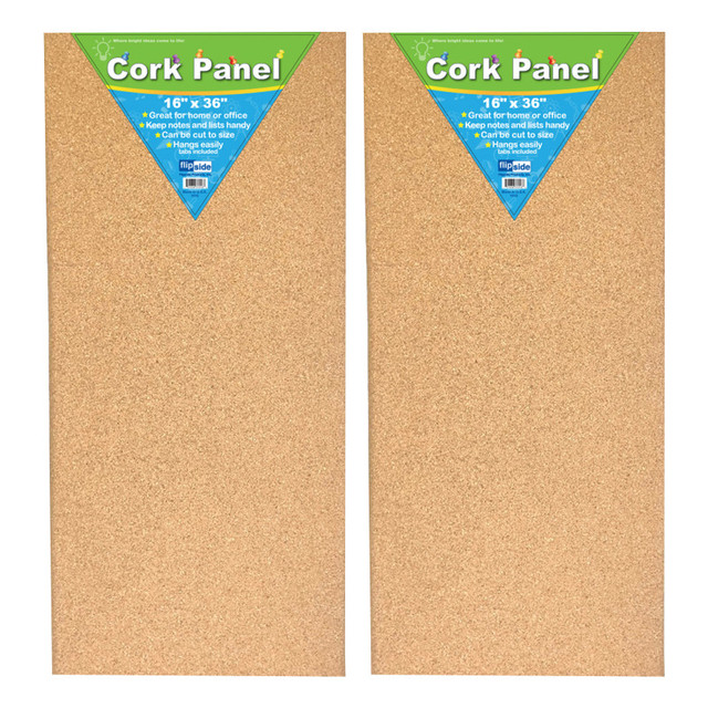 FLIPSIDE Flipside Products Cork Panel, 16" x 36", Pack of 2