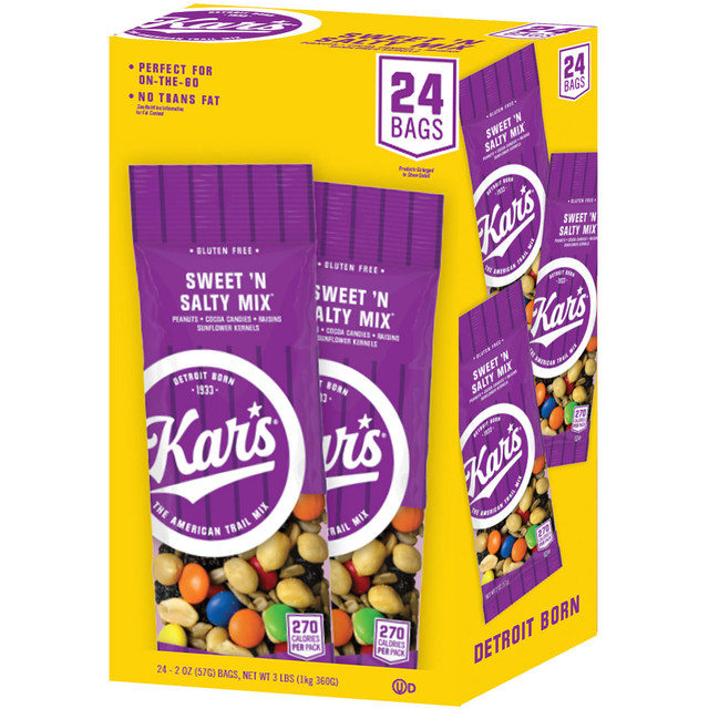 KAR NUT PRODUCTS COMPANY SN08387 Kars Sweet N Salty Mix, 2 Oz, Box Of 24 Bags