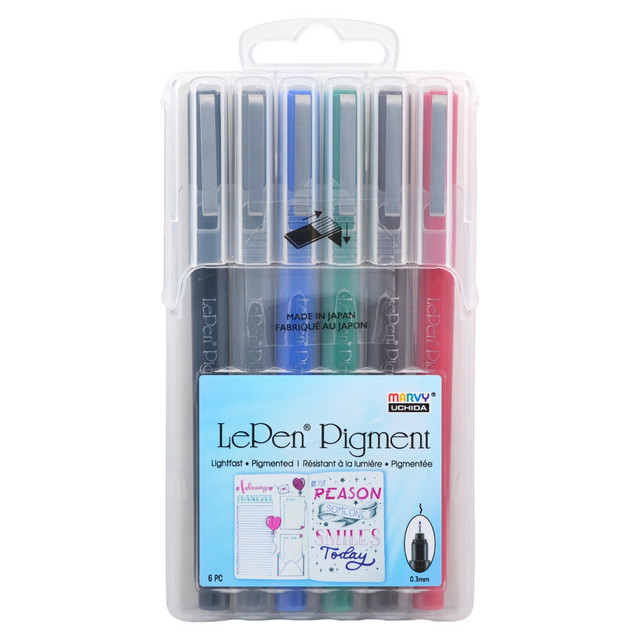 UCHIDA OF AMERICA, CORP Marvy Uchida® LePen® Pigment Pens, Primary Colors, Pack of 6