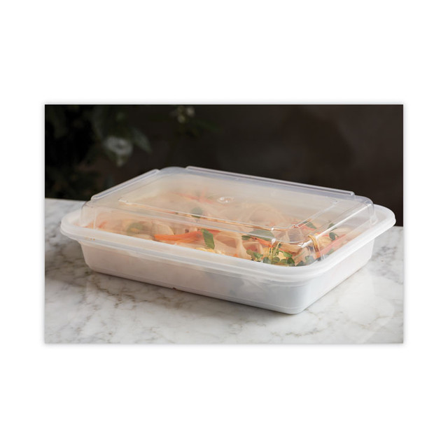 PACTIV EVERGREEN CORPORATION NC838 Newspring VERSAtainer Microwavable Containers, 24 oz, 7.4 x 5 x 2.5, White/Clear, Plastic, 150/Carton