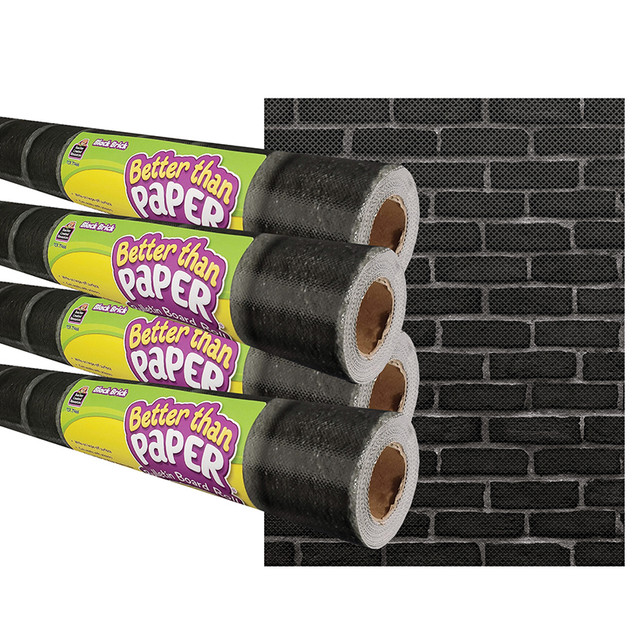 TEACHER CREATED RESOURCES Teacher Created Resources® Black Brick Better Than Paper Bulletin Board Roll, 4' x 12', Pack of 4