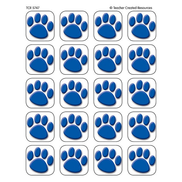 TEACHER CREATED RESOURCES Teacher Created Resources® Blue Paw Prints Stickers, 1" Square