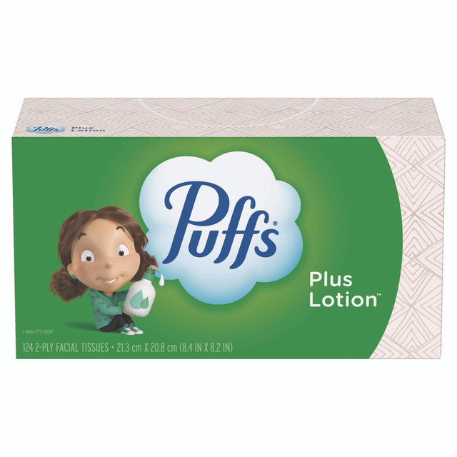 PROCTER & GAMBLE Puffs® 39346 Plus Lotion Facial Tissue, 2-Ply, White, 124 Sheets/Box, 24 Boxes/Carton