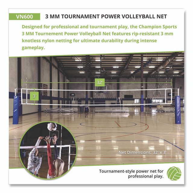 CHAMPION SPORT Sports VN600 Tournament Power Volleyball Net, 32 ft x 3 ft