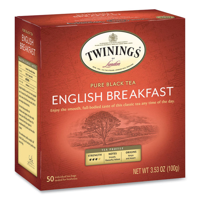 TWININGS NORTH AMERICA INC 78221 Tea Bags, English Breakfast, 3.53 oz, 50/Box