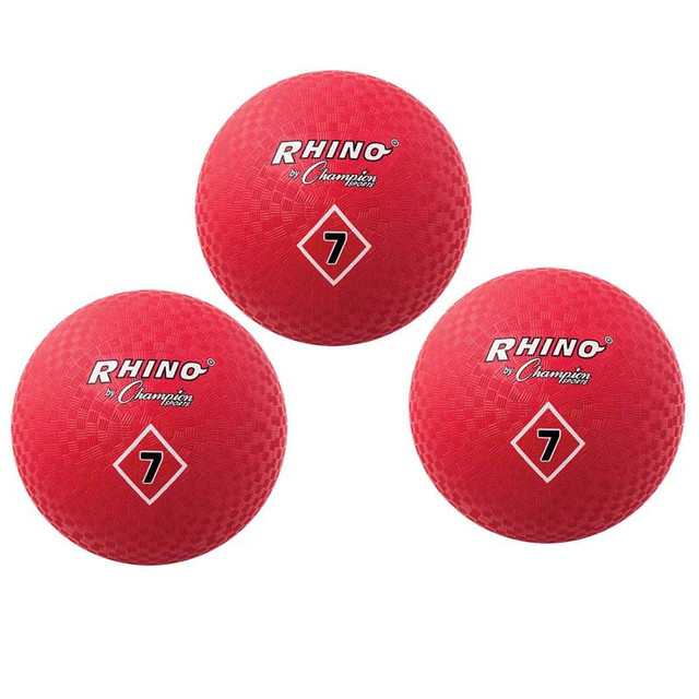 CHAMPION SPORTS Champion Sports Playground Ball, 7", Red, Pack of 3