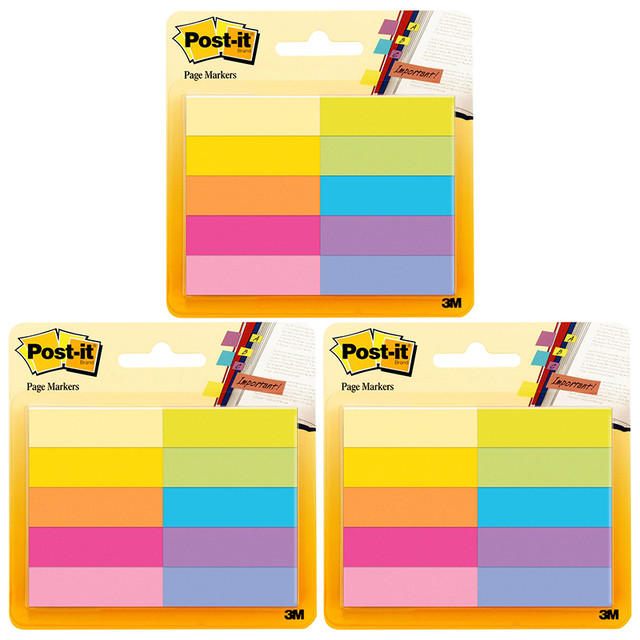 3M COMPANY Post-it® Page Markers, 50 Sheets/Pad, 10 Pads/Pack, 3 Packs