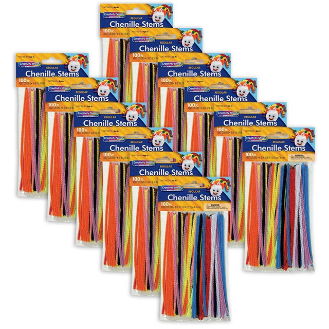 DIXON TICONDEROGA CO Creativity Street® Regular Stems, Assorted Colors, 6" x 4 mm, 100 Count Per Pack, 12 Packs