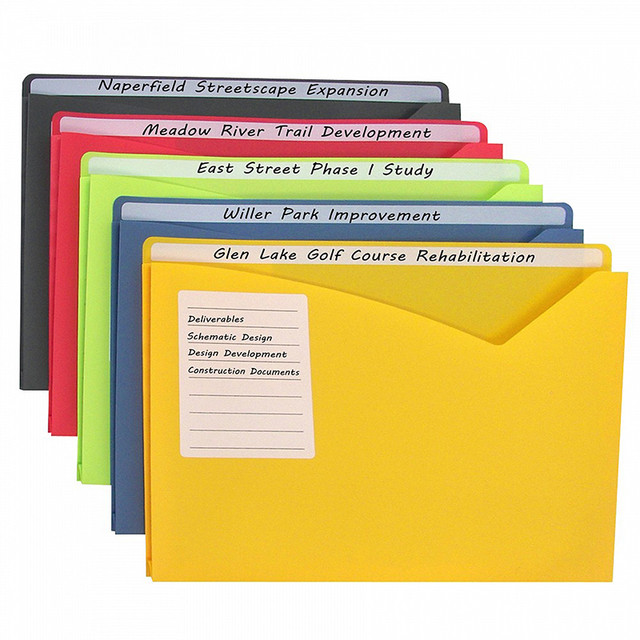 C-LINE PRODUCTS INC C-Line® Write-On Poly File Jackets, Assorted Colors, 11" x 8.5", Box of 25