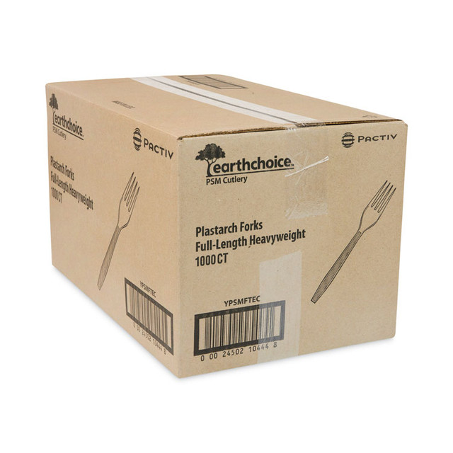 PACTIV EVERGREEN CORPORATION YPSMFTEC EarthChoice PSM Cutlery, Heavyweight Fork, Plastic, Tan, 1,000/Carton