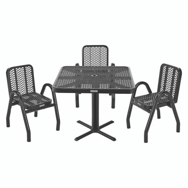 GLOBAL INDUSTRIAL 348120BK Outdoor Dining Set, Square, 36 x 36 x 36, Black Top, Black Base/Legs