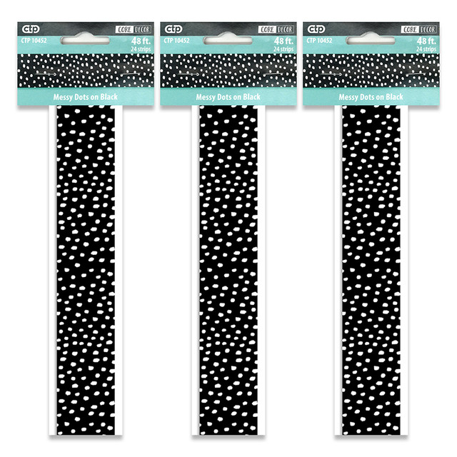 CREATIVE TEACHING PRESS Creative Teaching Press® Messy Dots on Black EZ Border, 48 Feet Per Pack, 3 Packs