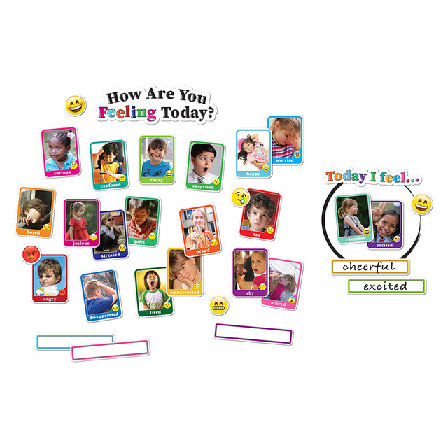 ASHLEY PRODUCTIONS Ashley Productions® Smart Poly® Mini Bulletin Board Set, Pictures Emotions, How Are You Feeling Today, 32 Piece Set