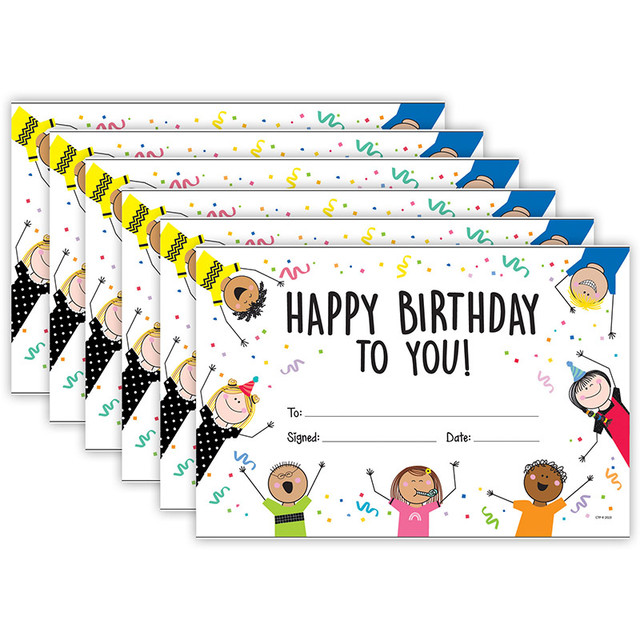 CREATIVE TEACHING PRESS Creative Teaching Press® Stick Kids Happy Birthday Awards, 30 Per Pack, 6 Packs