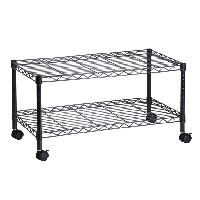 HONEY-CAN-DO INTERNATIONAL, LLC CRT-03937 Honey-Can-Do Steel Wire Cart, 2 Tier, 19 1/2inH x 36inW x 18inD, Black