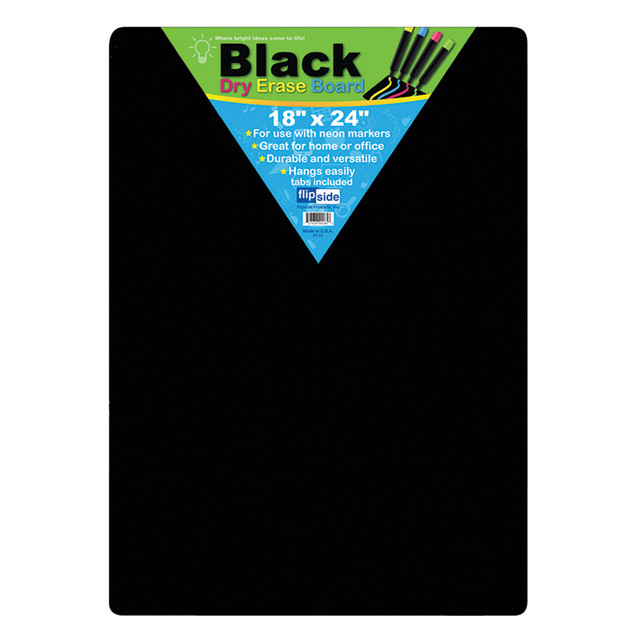 FLIPSIDE Flipside Products Black Dry Erase Board, 18" x 24"