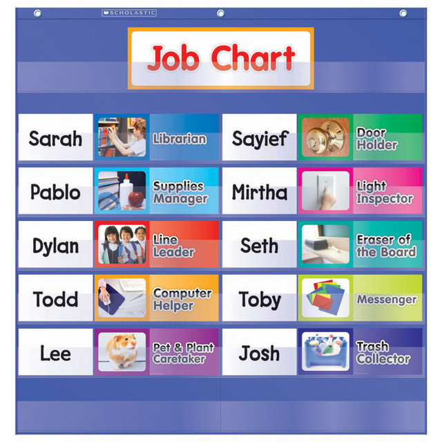 SCHOLASTIC TEACHING RESOURCES Scholastic Teaching Solutions Class Jobs Pocket Chart with Cards