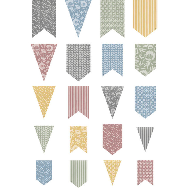 TEACHER CREATED RESOURCES Teacher Created Resources® Classroom Cottage Pennants Accents - Assorted Sizes, Pack of 60 TEACHER CREATED RESOURCES Teacher Created Resources® Classroom Cottage Pennants Accents - Assorted Sizes, Pack of 60