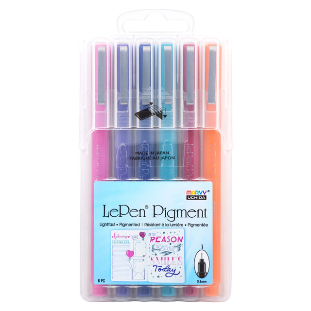 UCHIDA OF AMERICA, CORP Marvy Uchida® LePen® Pigment Pens, Jewel Colors, Pack of 6