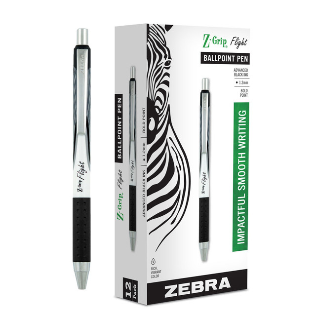 ZEBRA PEN CORPORATION Zebra Pen Z-Grip® Flight Retractable Ballpoint Pens, Black, Dozen