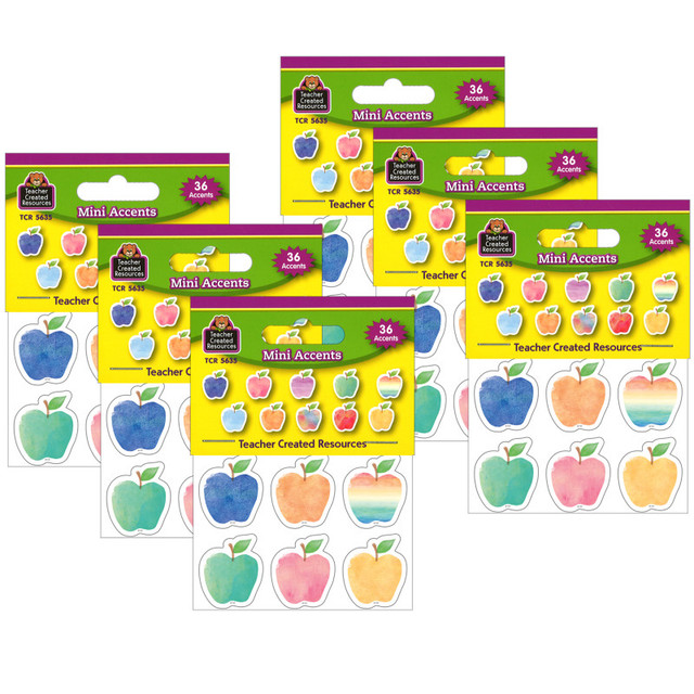 TEACHER CREATED RESOURCES Teacher Created Resources® Watercolor Apples Mini Accents, 36 Per Pack, 6 Packs