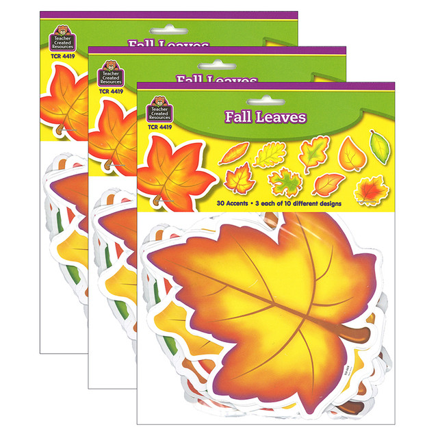 TEACHER CREATED RESOURCES Teacher Created Resources® Fall Leaves Accents, 30 Per Pack, 3 Packs