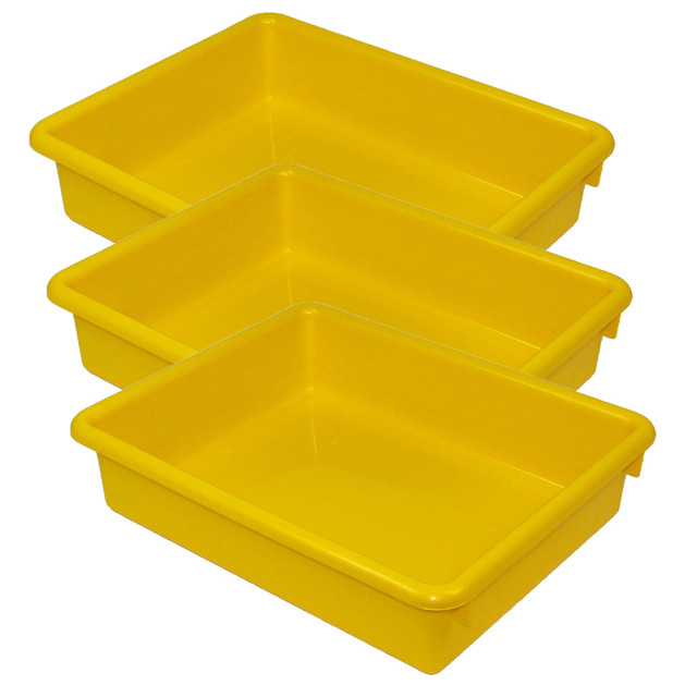 ROMANOFF PRODUCTS Romanoff Stowaway® 3" Letter Tray no Lid, Yellow, Pack of 3