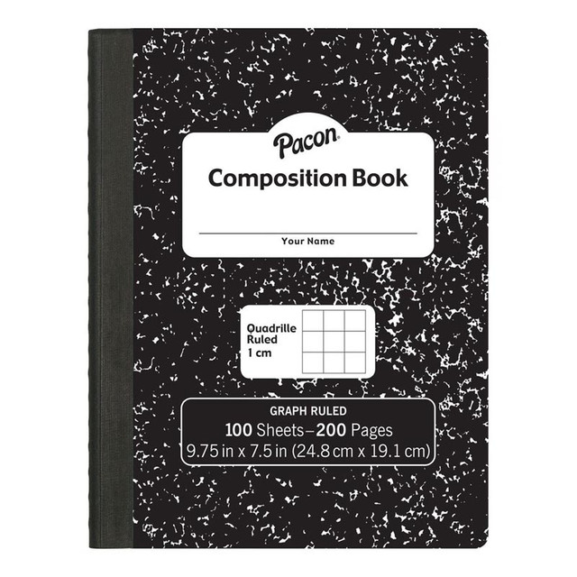 DIXON TICONDEROGA CO Pacon® Composition Book, Black Marble, 1 cm Quadrille Ruled 9-3/4" x 7-1/2", 100 Sheets