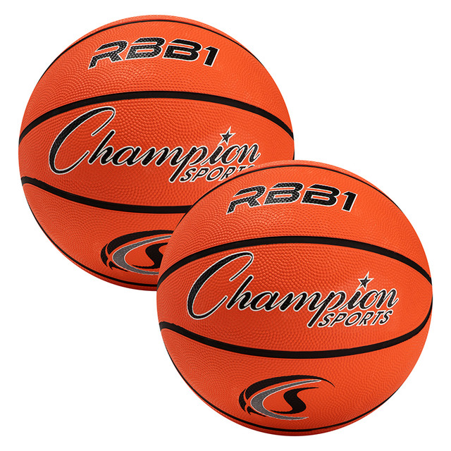 CHAMPION SPORTS Champion Sports Offical Size Rubber Basketball, Orange, Pack of 2