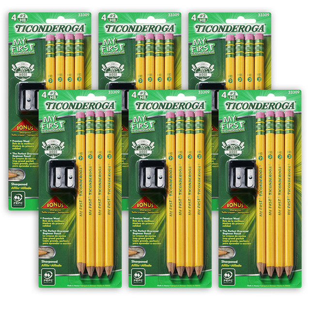 DIXON TICONDEROGA CO Ticonderoga® My First Pencils, Sharpened, 4 Per Pack, 6 Packs